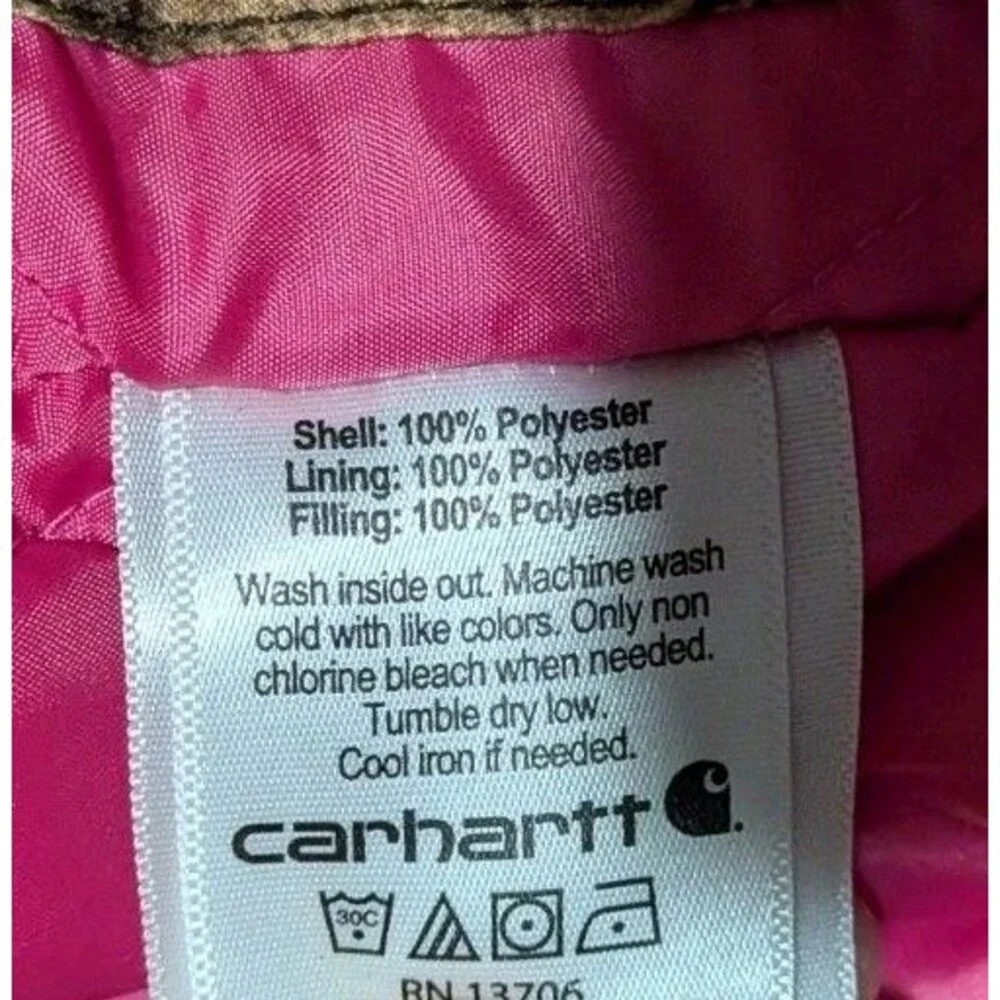 Carhartt Girls XXS 4-5 Realtree Xtra Camo Pink Quilt Lined Hooded Jacket Coat